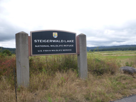 Entrance sign to Steigerwald Lake National Wildlife Refuge in Washougal, WA – located on Hwy 14